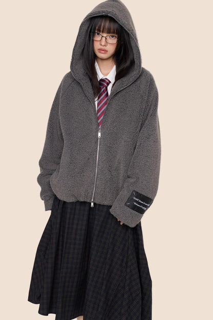 Lazy Retro Hooded Cardigan Jacket