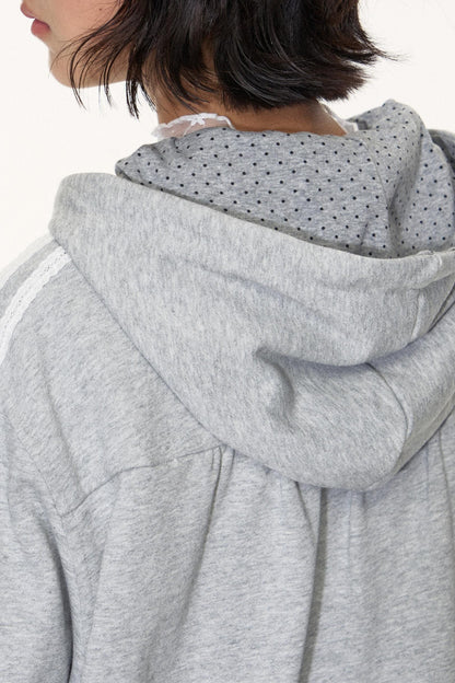 Lace Webbing Hoodie Top