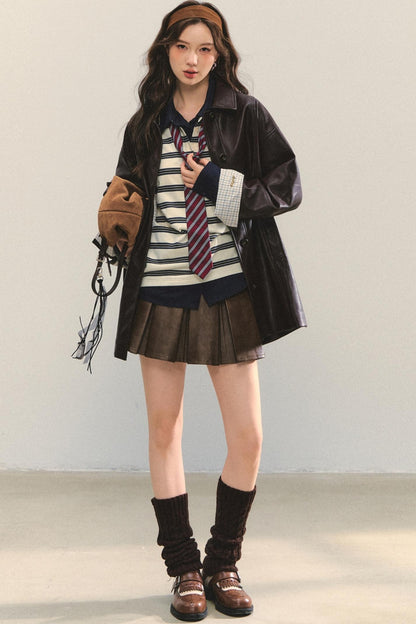 Motorcycle Plaid Leather Jacket