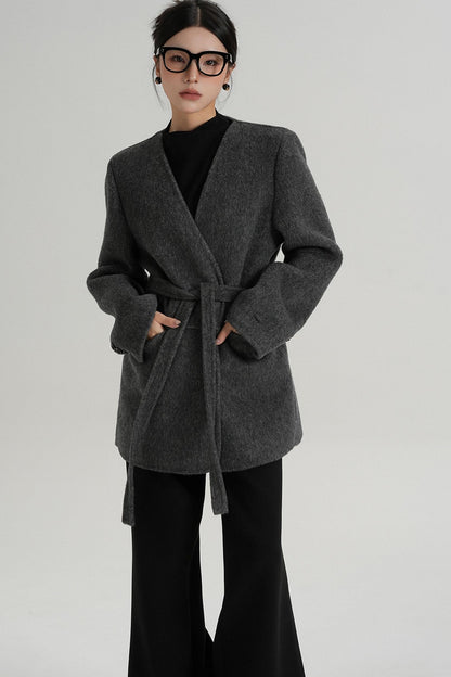 Elegant Mid-Length Wool Suit Coat