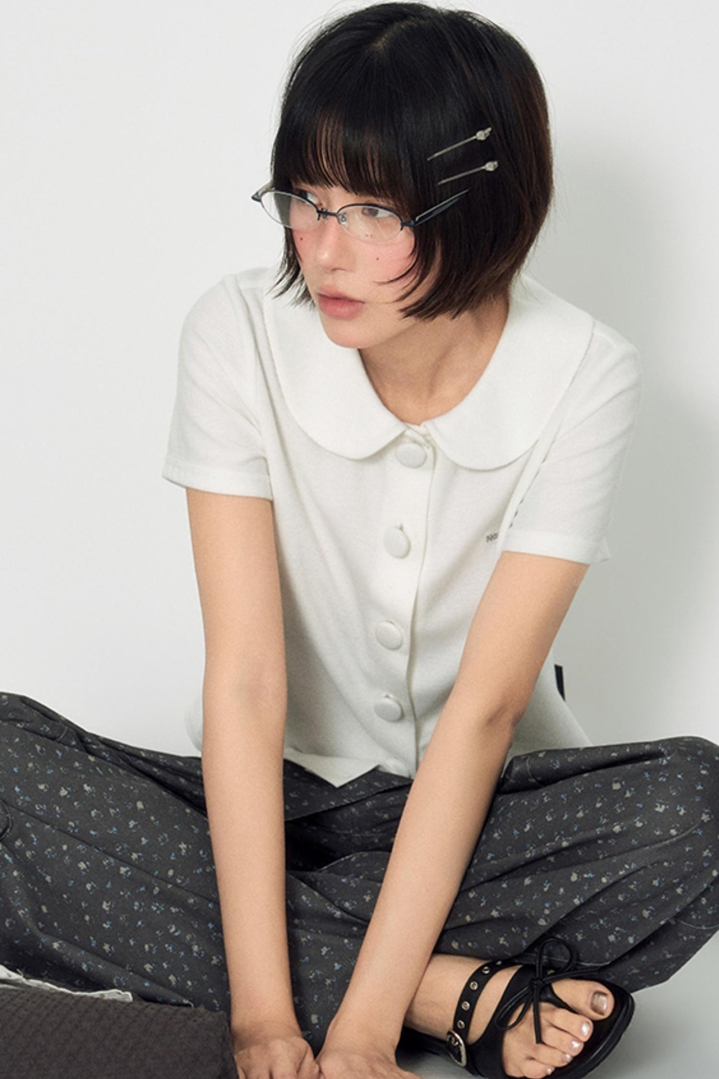 White Shoulder Crop Top