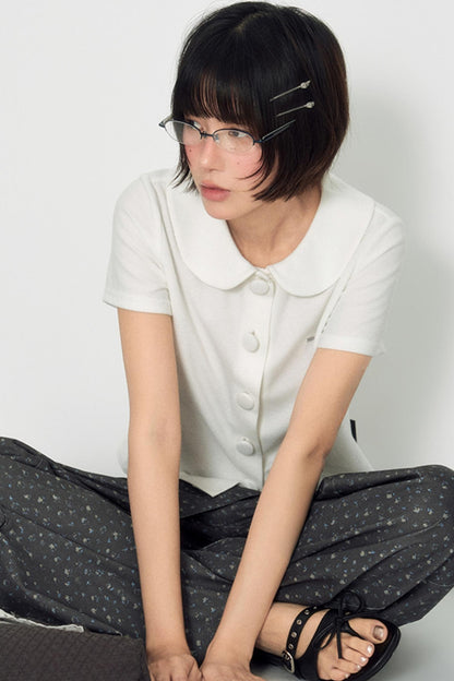 White Shoulder Crop Top