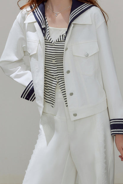 White Denim Short Jacket