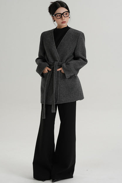 Elegant Mid-Length Wool Suit Coat