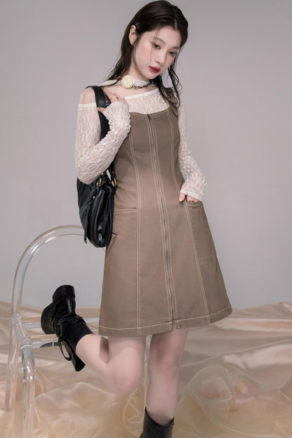 Small Waist Denim Suspender Dress