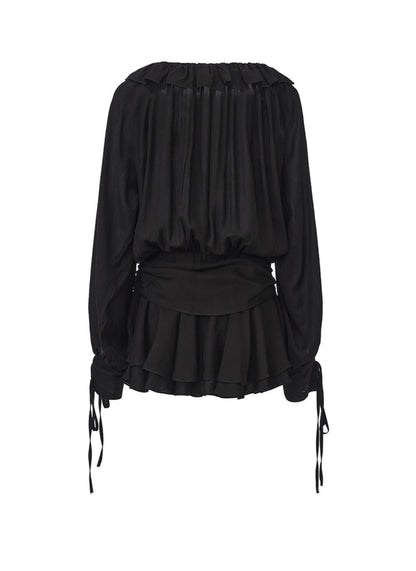 Rhythmic Ruffled Satin Dress