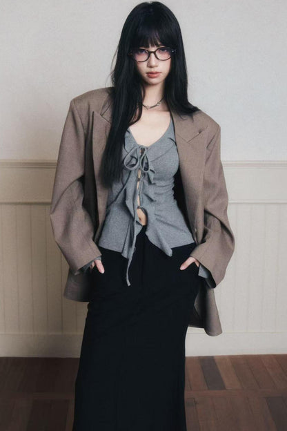 Desire Lace-Up Knitted Cardigan