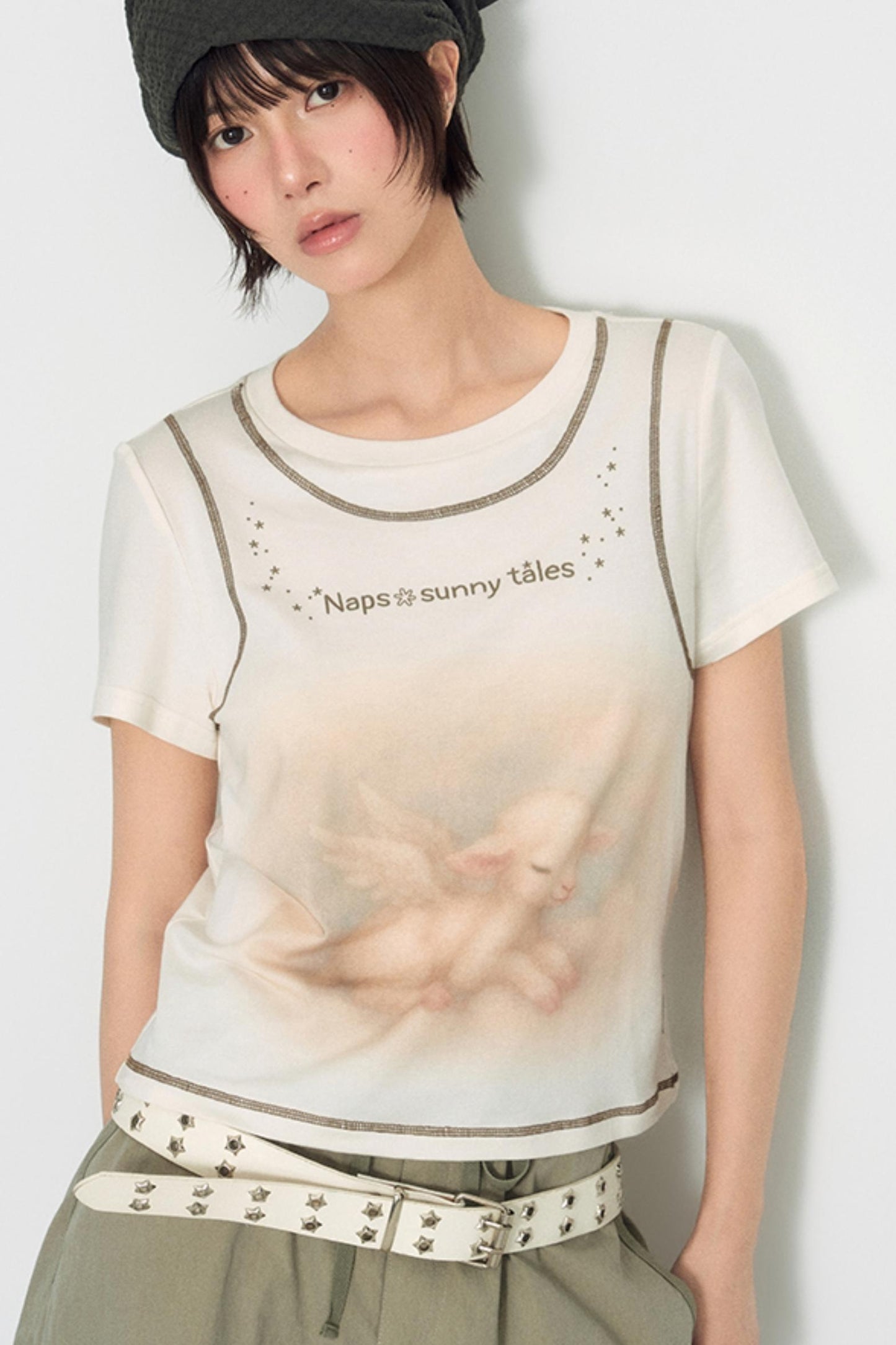 Lamb Print Short-Sleeved T-Shirt