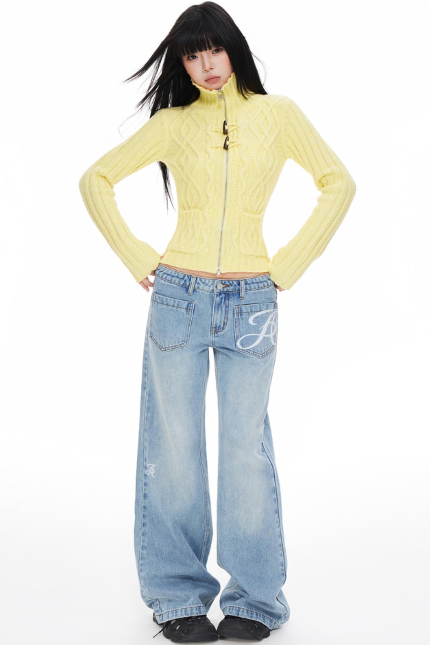 High Neck Slim Sweater Jacket