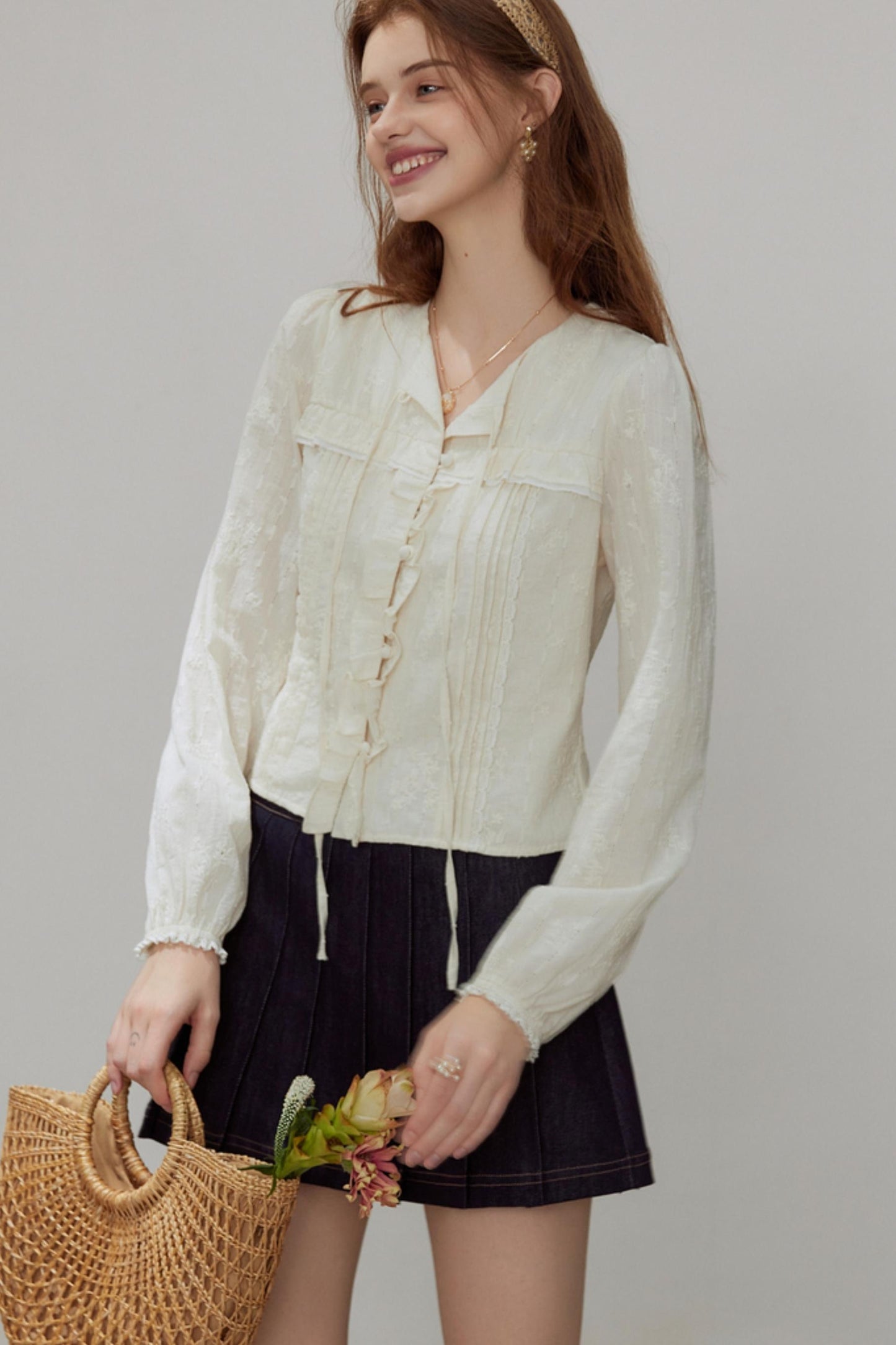 French Temperament V-Neck Shirt