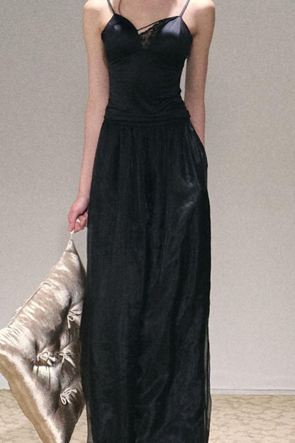 Apricot Wind Satin Wide-Leg Pants