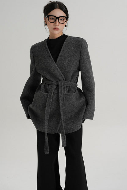 Elegant Mid-Length Wool Suit Coat