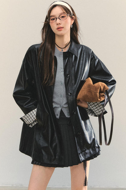 Motorcycle Plaid Leather Jacket