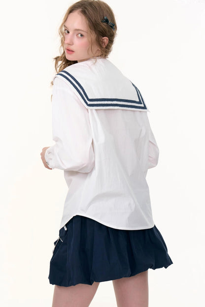 Design Sense Collar Belt Shirt