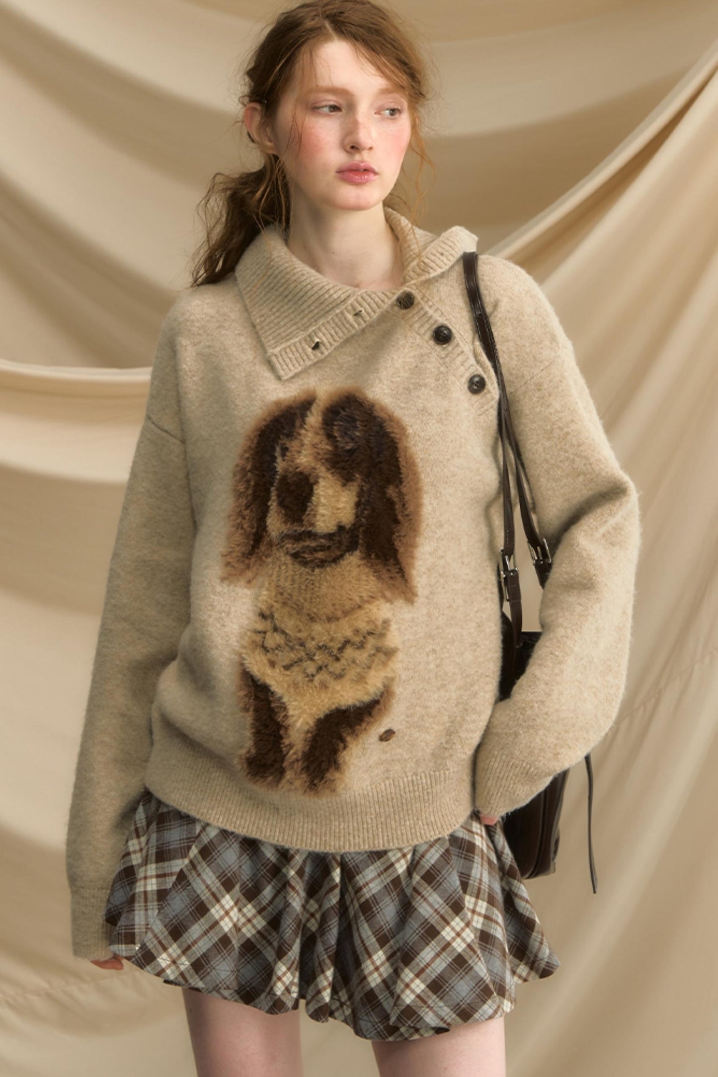 Autumn Puppy Retro Knitted Sweater