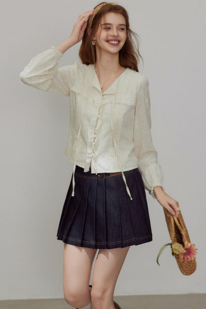 French Temperament V-Neck Shirt