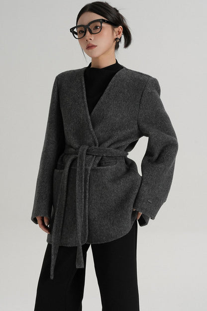 Elegant Mid-Length Wool Suit Coat