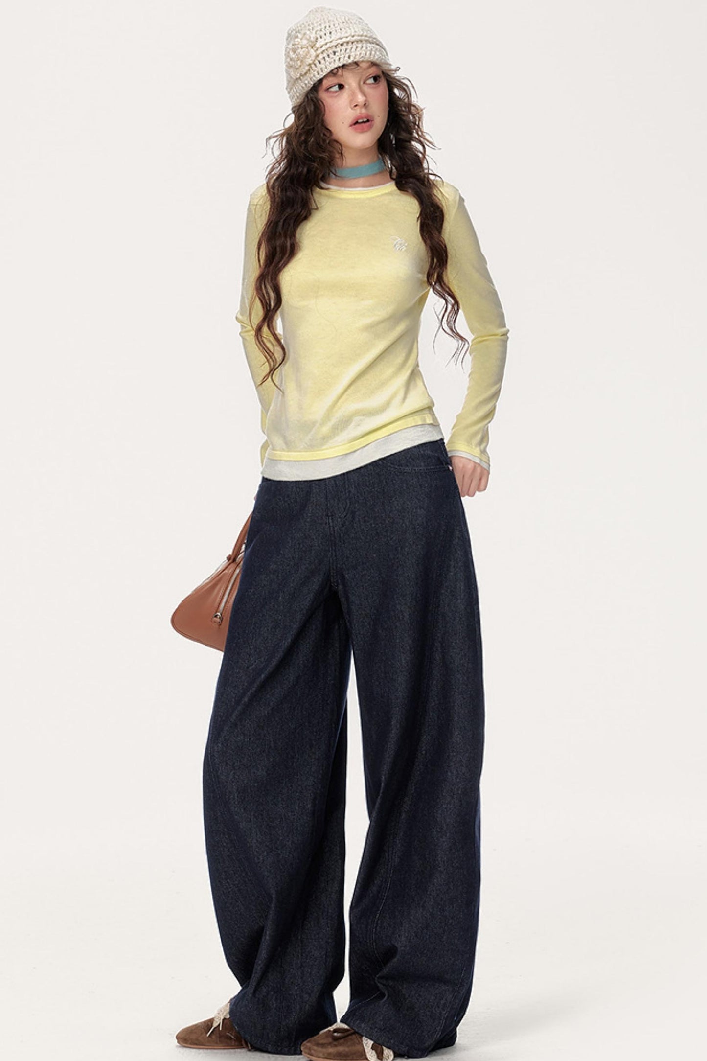 Vintage Embroidered Wide-Leg Jeans