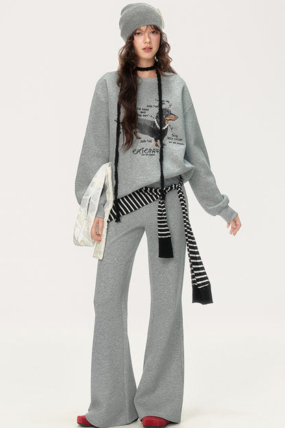 High-Waisted Loose Flared Slacks Set-Up