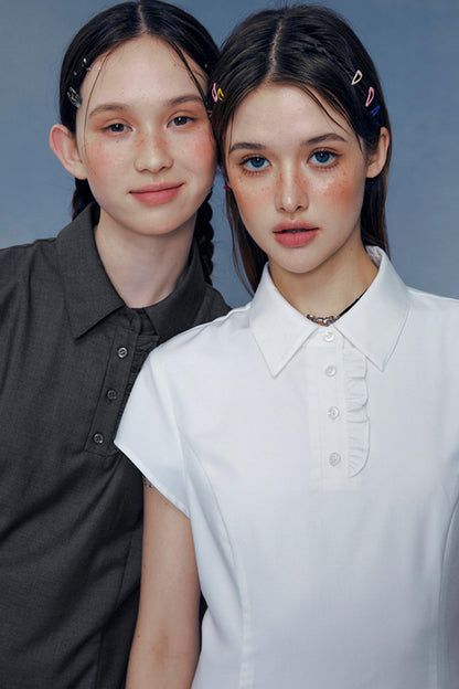 Lace Pleated Shirt Dress