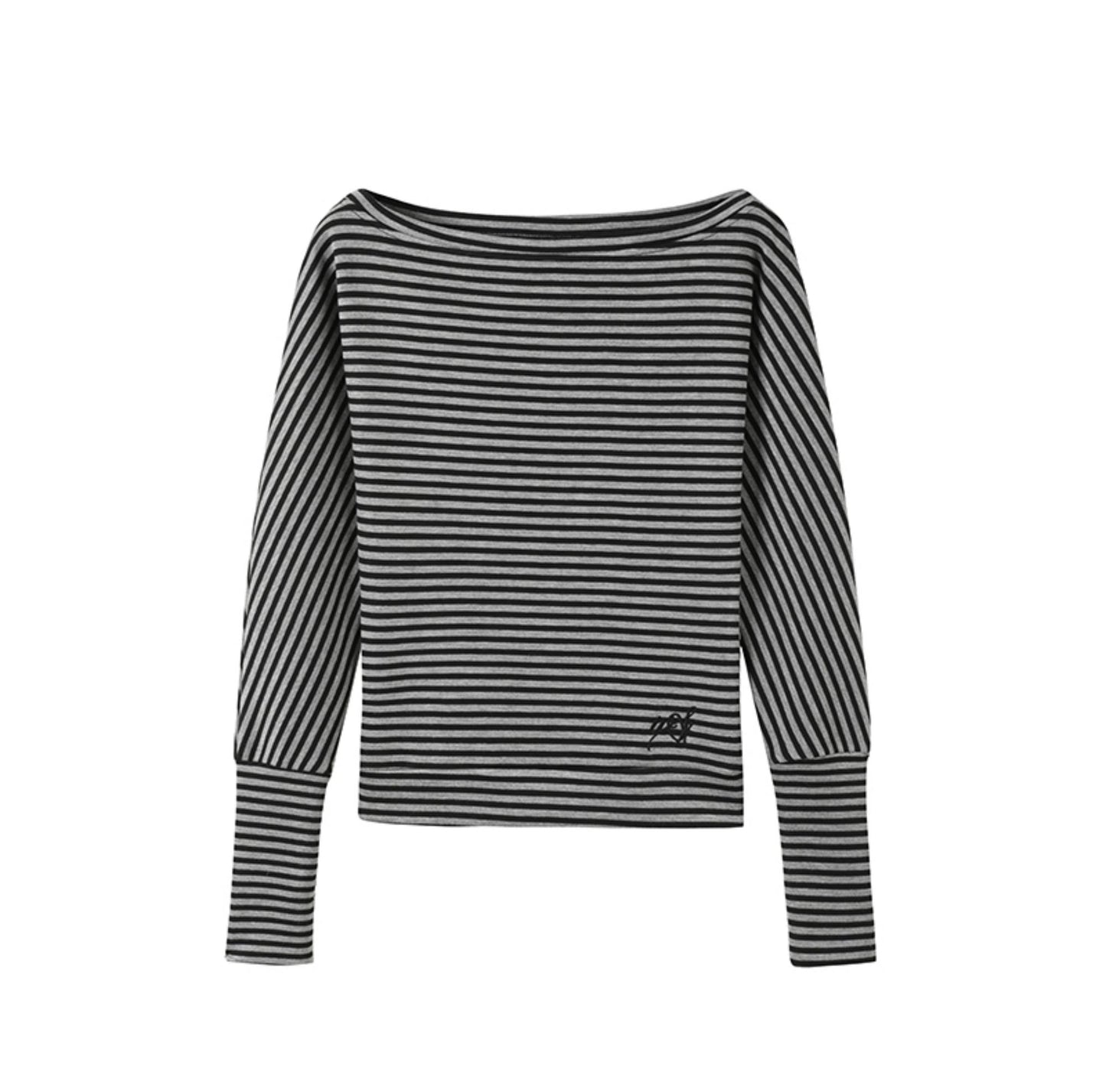 Slanted Shoulder Long Sleeves & Casual Wide-Leg Pants Set-Up