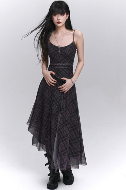 Unique Plaid Halter Dress