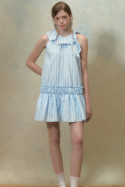 Summer Plaid Tie Dress