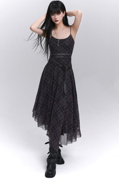 Unique Plaid Halter Dress