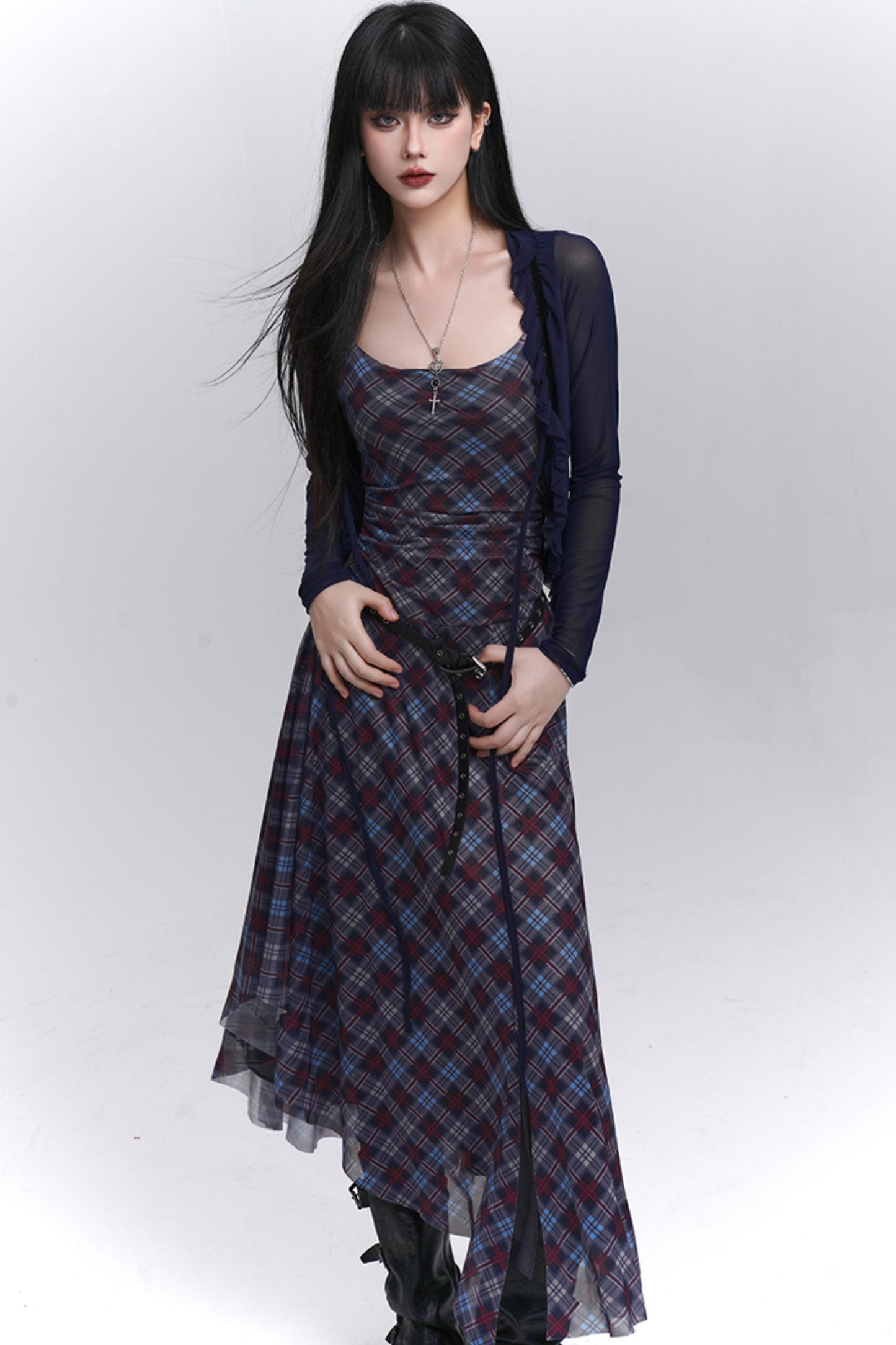 Unique Plaid Halter Dress
