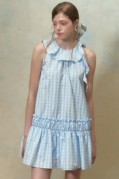 Summer Plaid Tie Dress