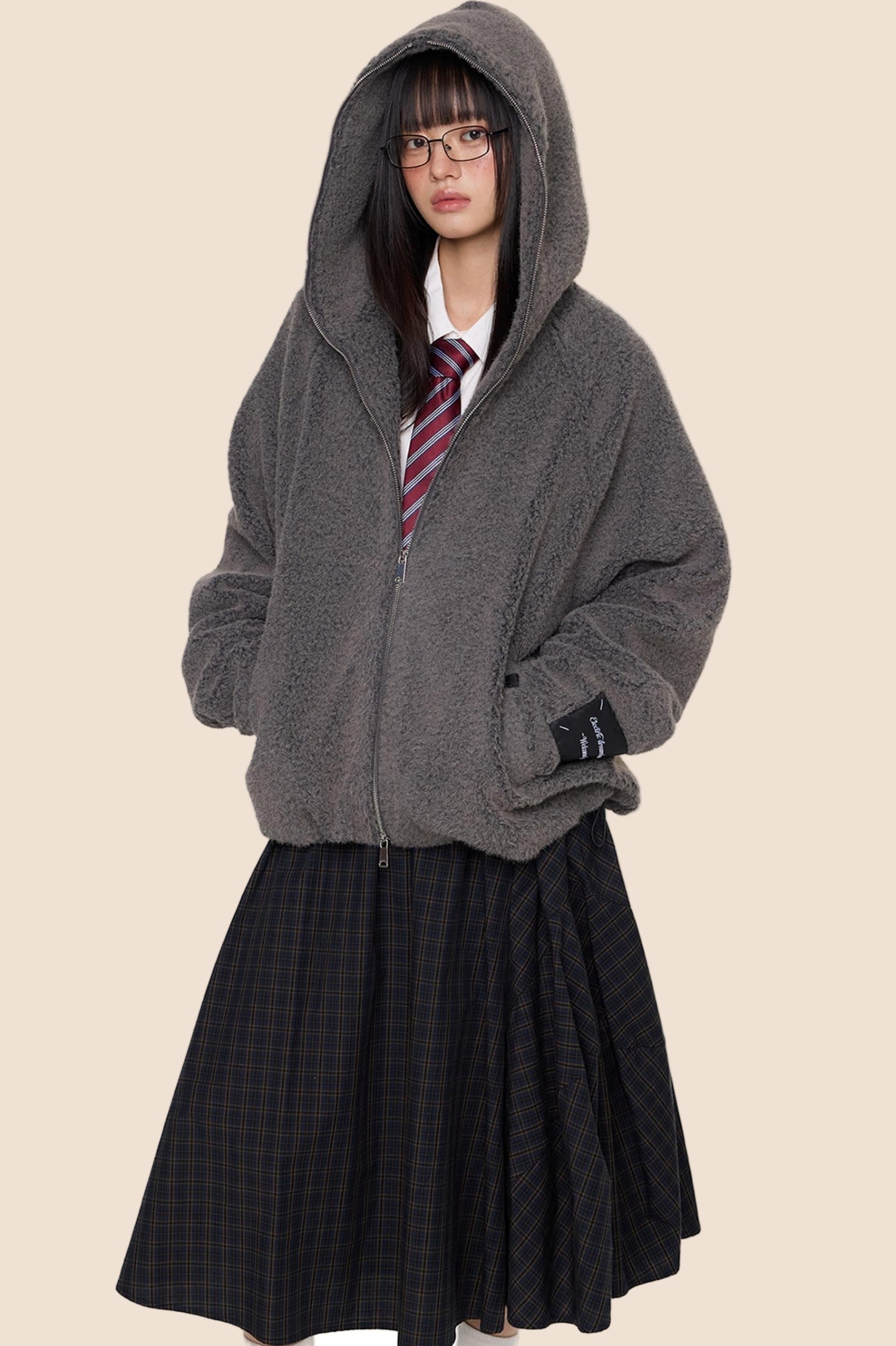 Lazy Retro Hooded Cardigan Jacket