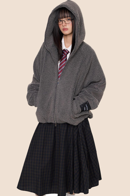 Lazy Retro Hooded Cardigan Jacket