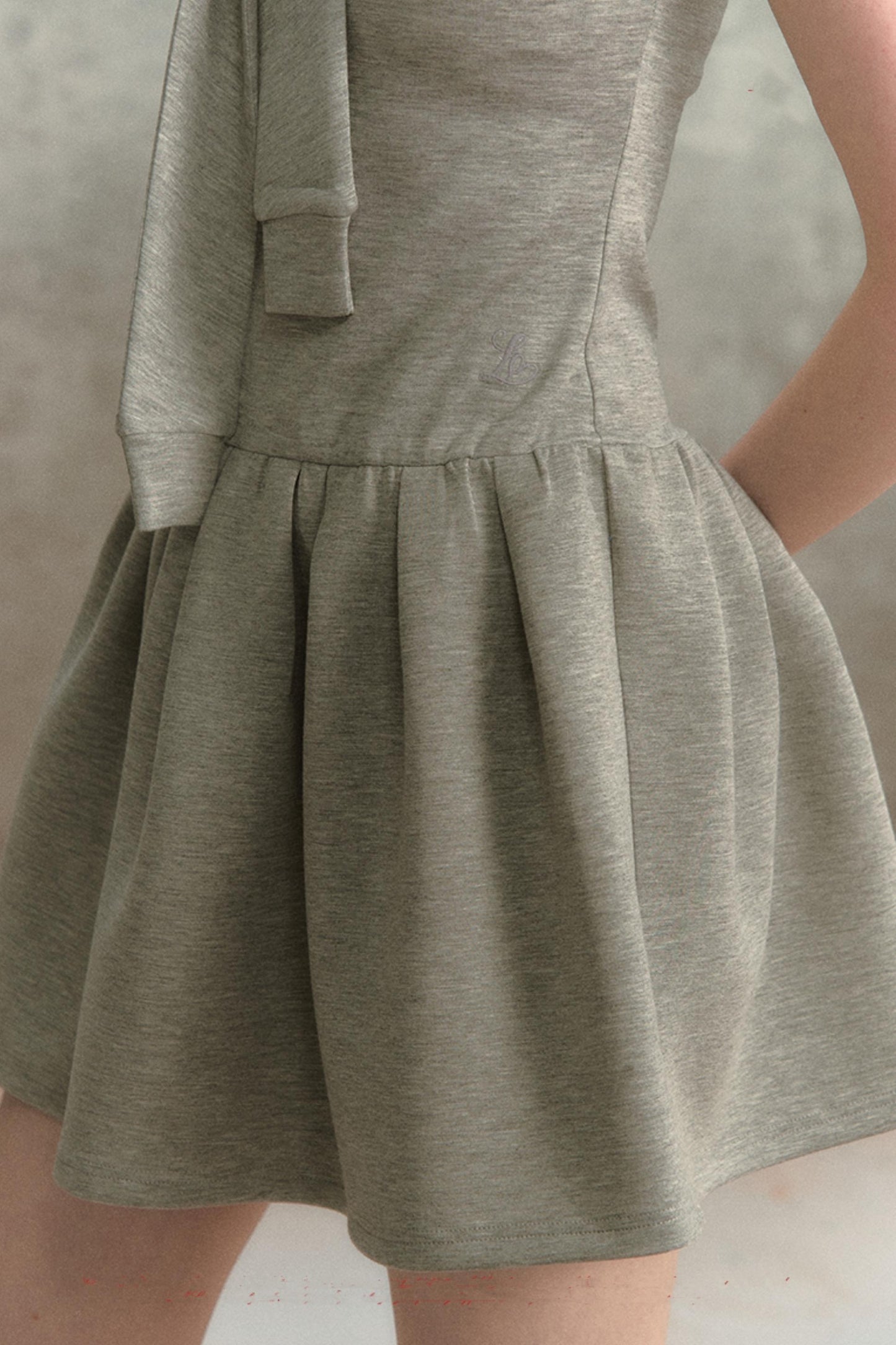 Embroidered Navy Knit Dress