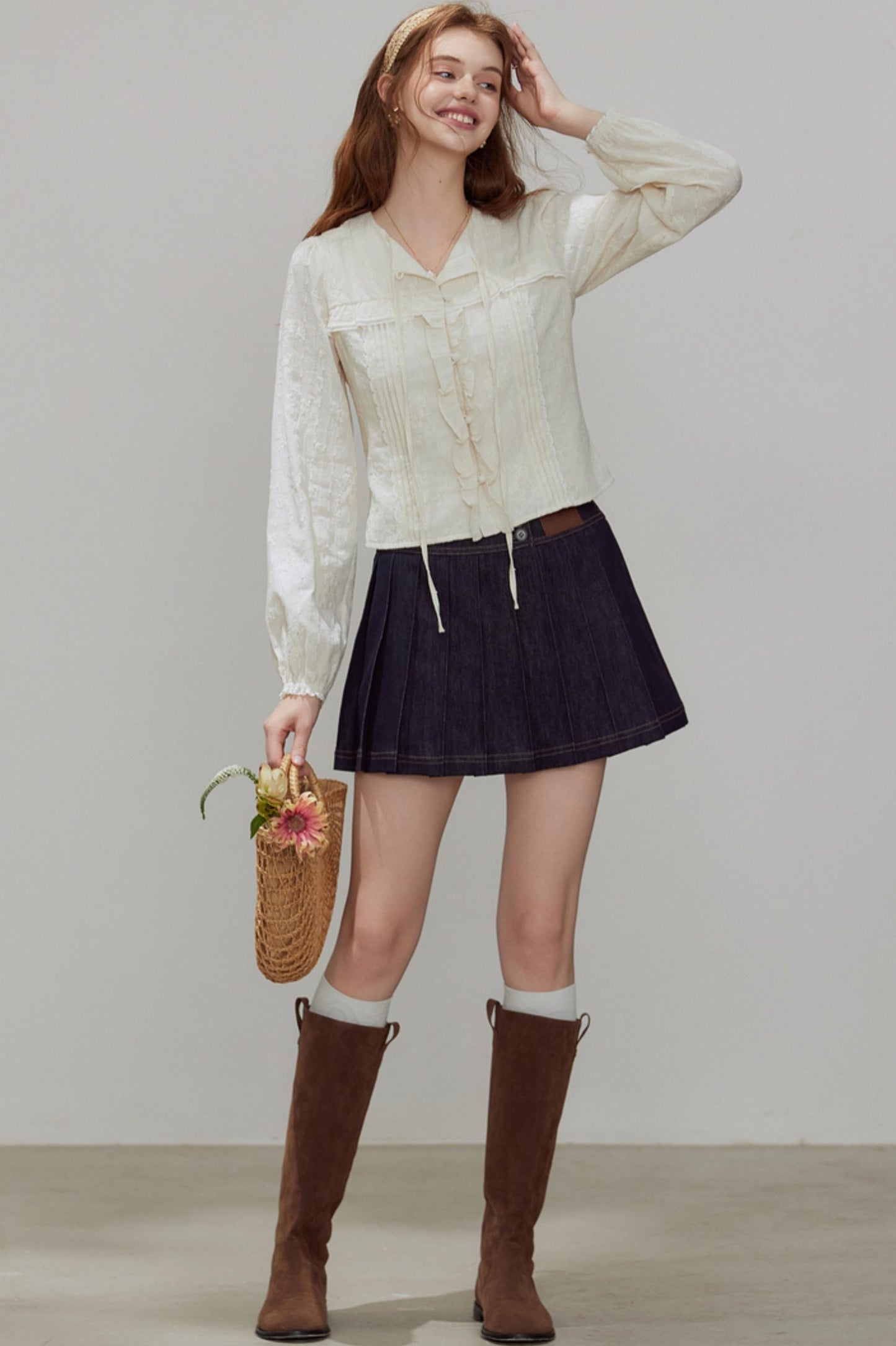 French Temperament V-Neck Shirt