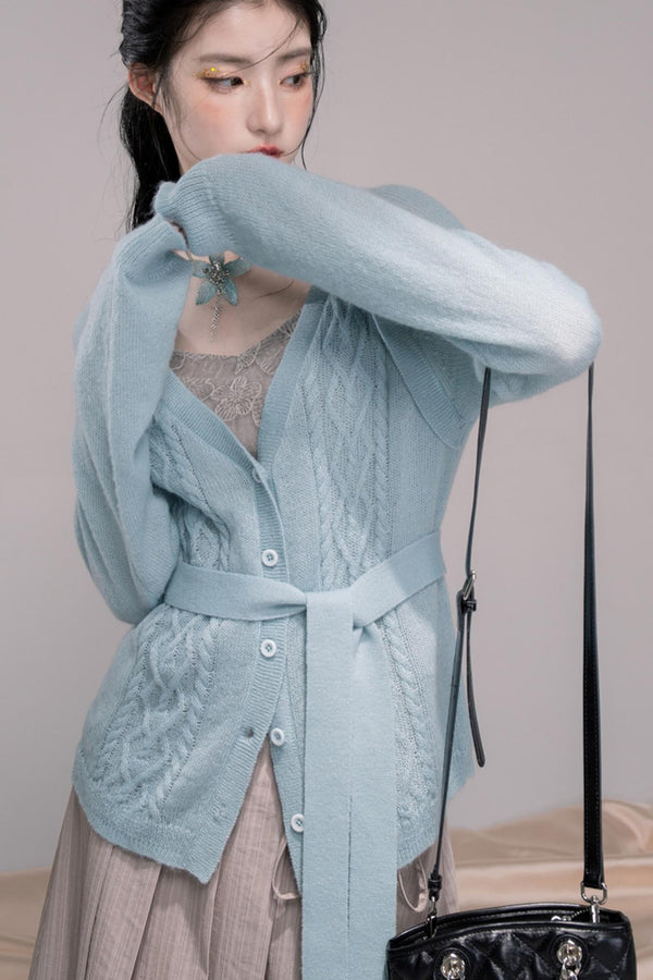 Wavy Wool Diamond Cardigan