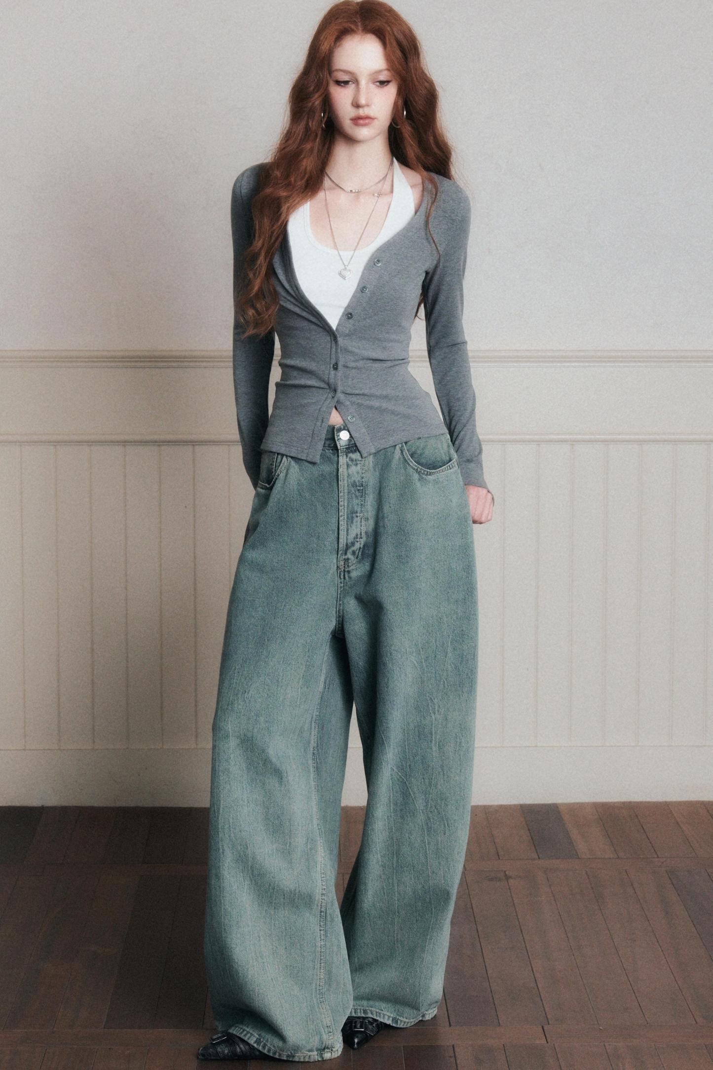 Layered Halterneck Knit Cardigan