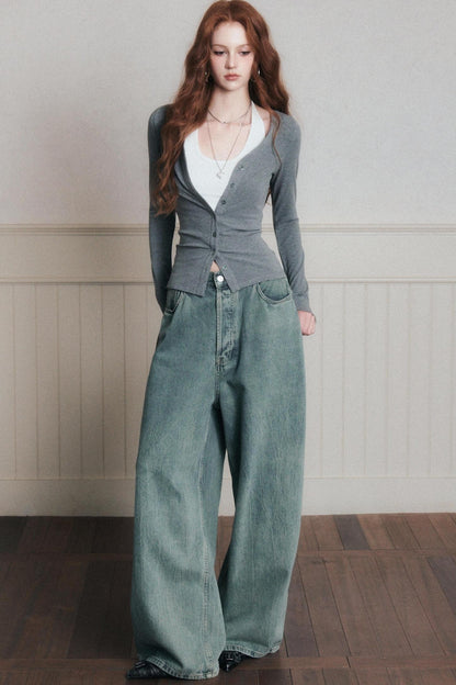 Layered Halterneck Knit Cardigan