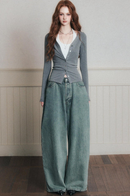 Layered Halterneck Knit Cardigan