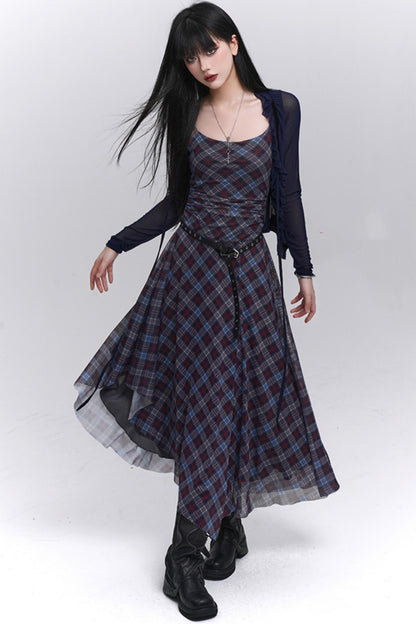 Unique Plaid Halter Dress