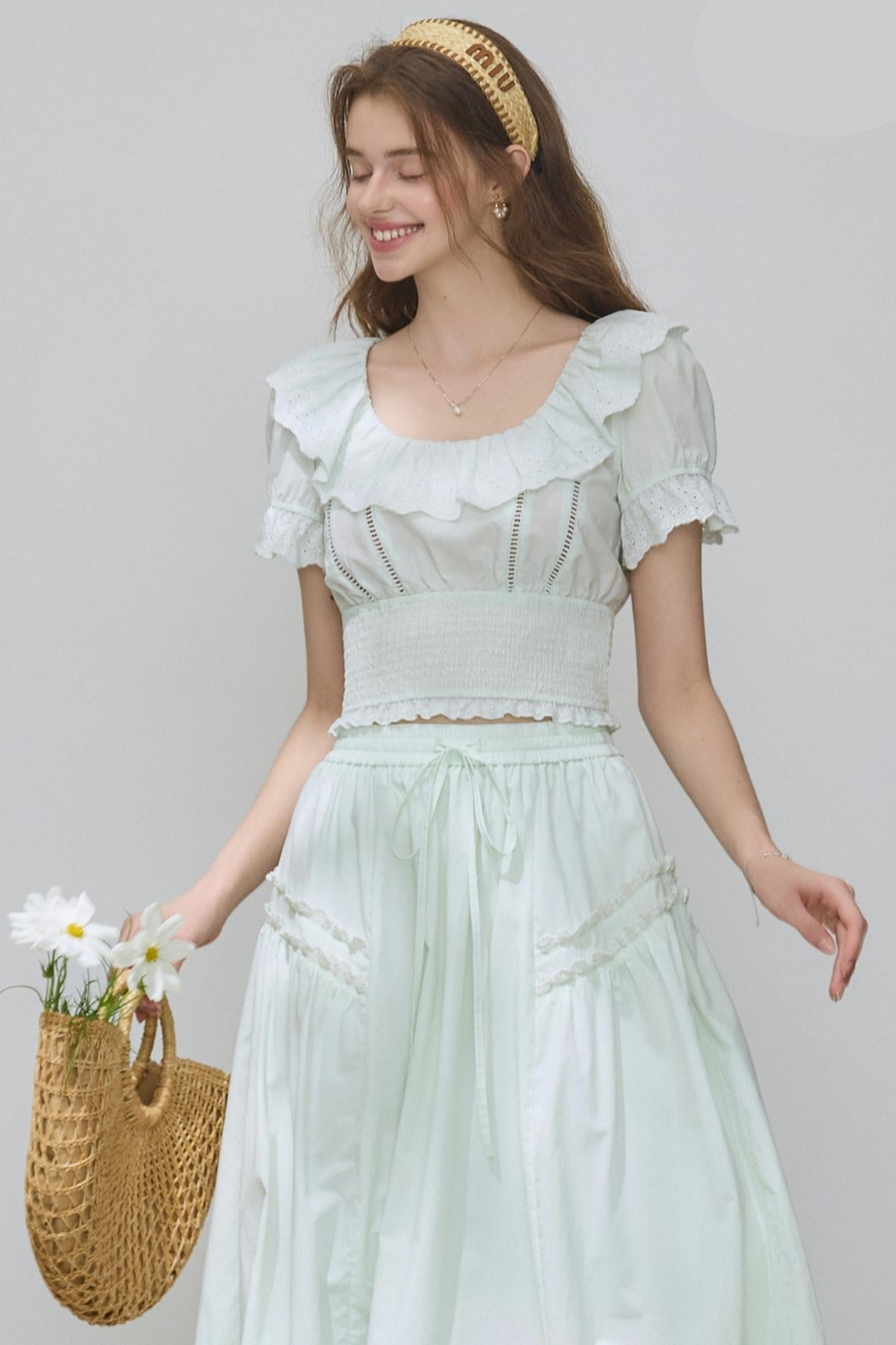 Puff Sleeve Top Skirt Set-Up