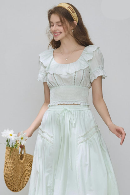 Puff Sleeve Top Skirt Set-Up