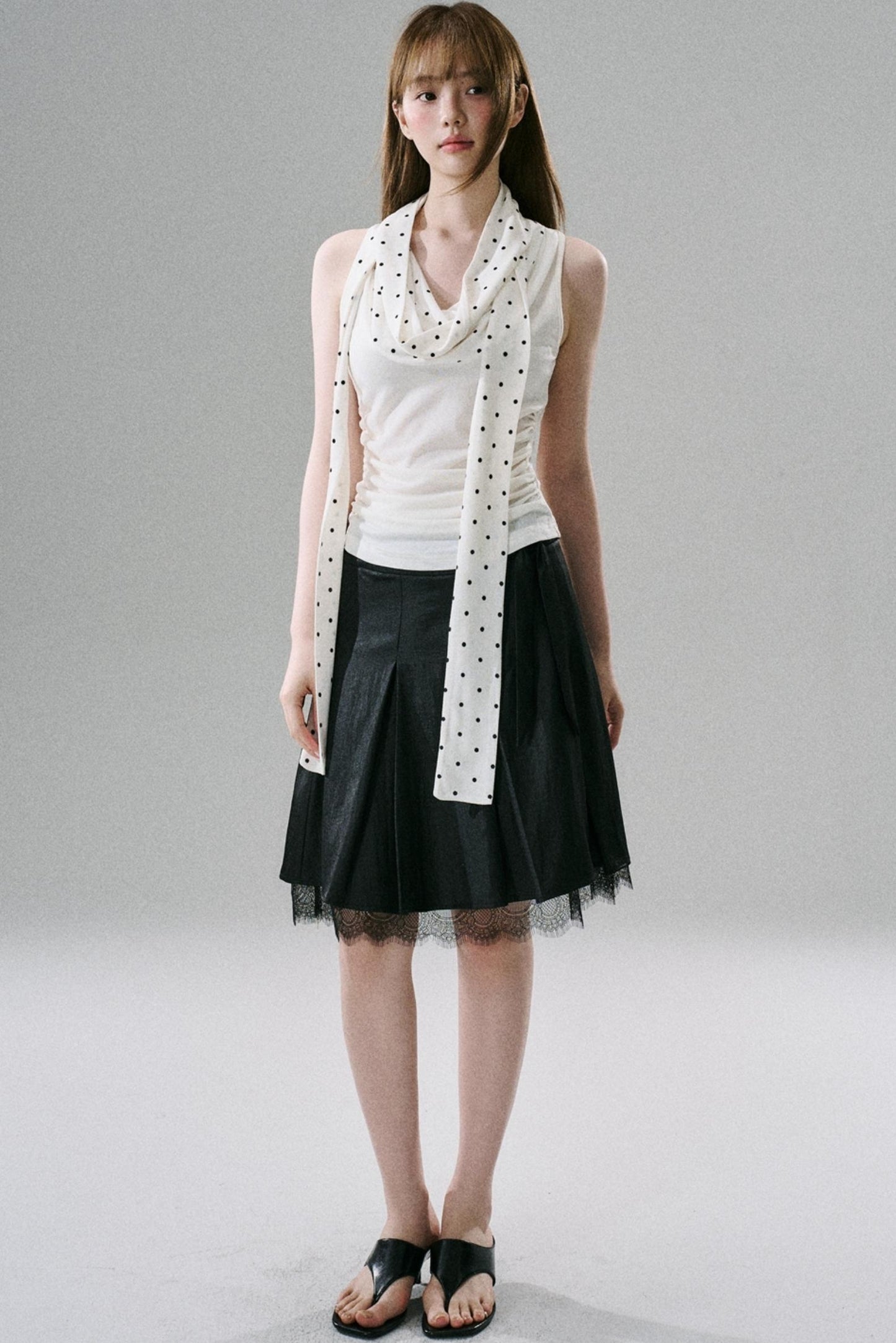 Slim Satin Lace Bow Midi Skirt