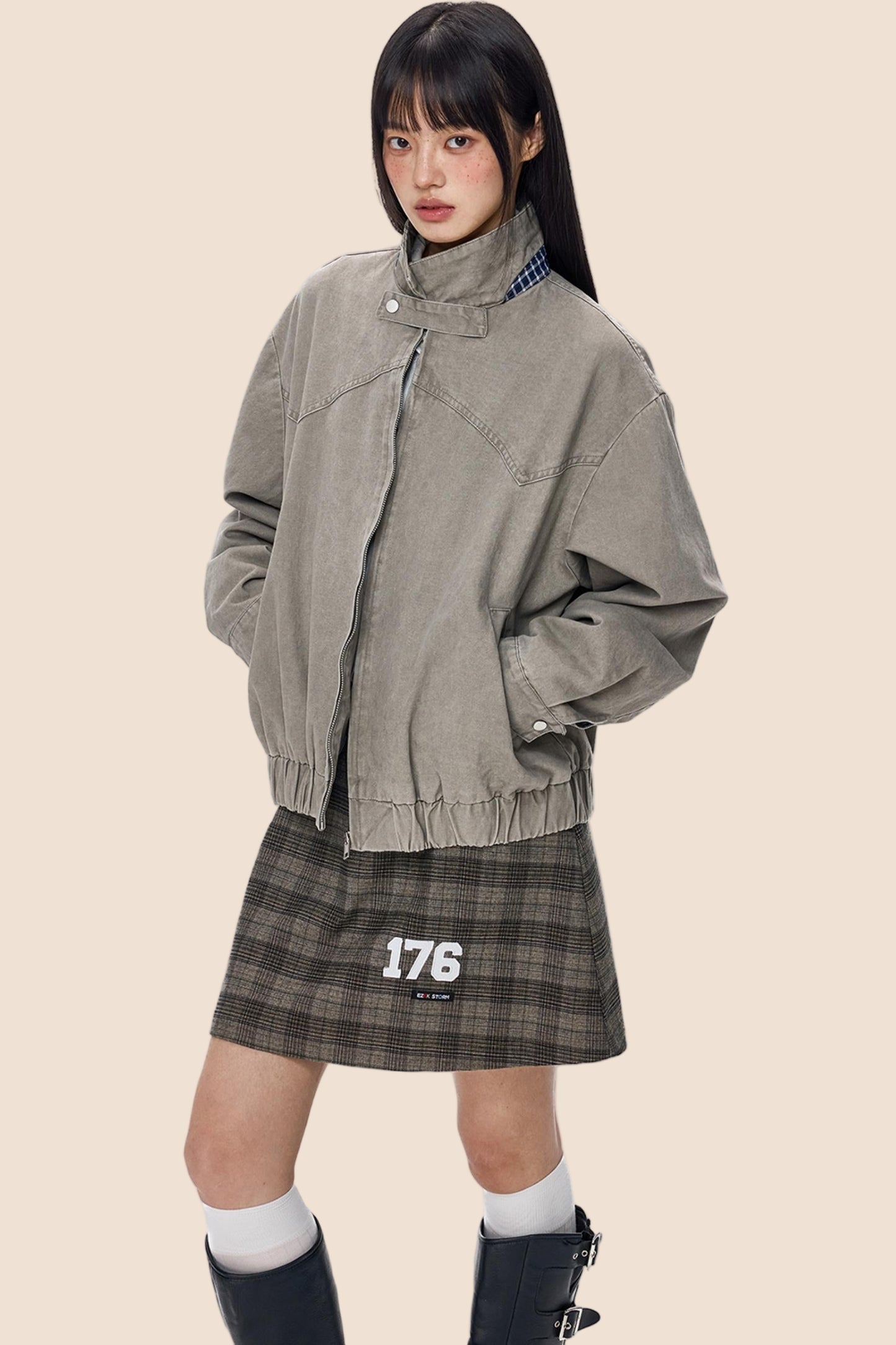 Vintage Zippered Basic Fall Jacket