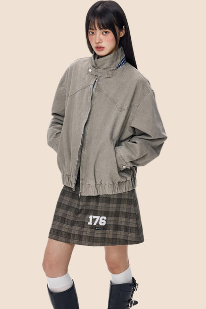 Vintage Zippered Basic Fall Jacket