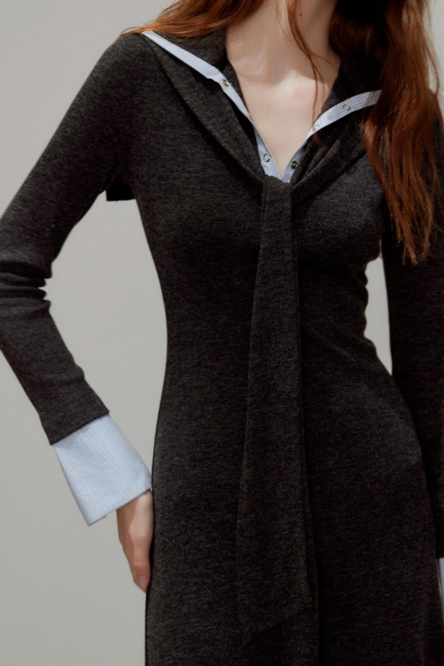 New V-Neck Knitted Dress