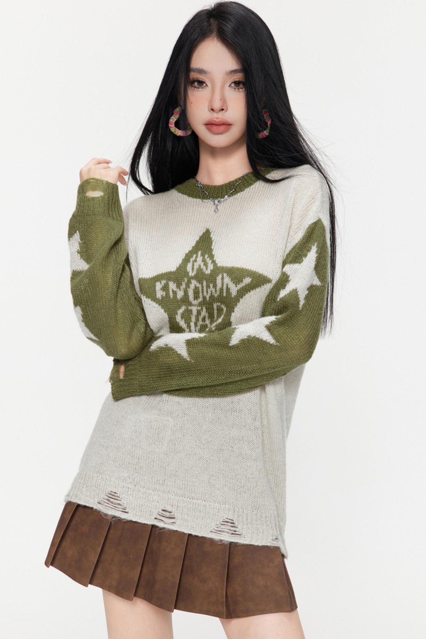 Winter Monogram Color-Blocked Sweater
