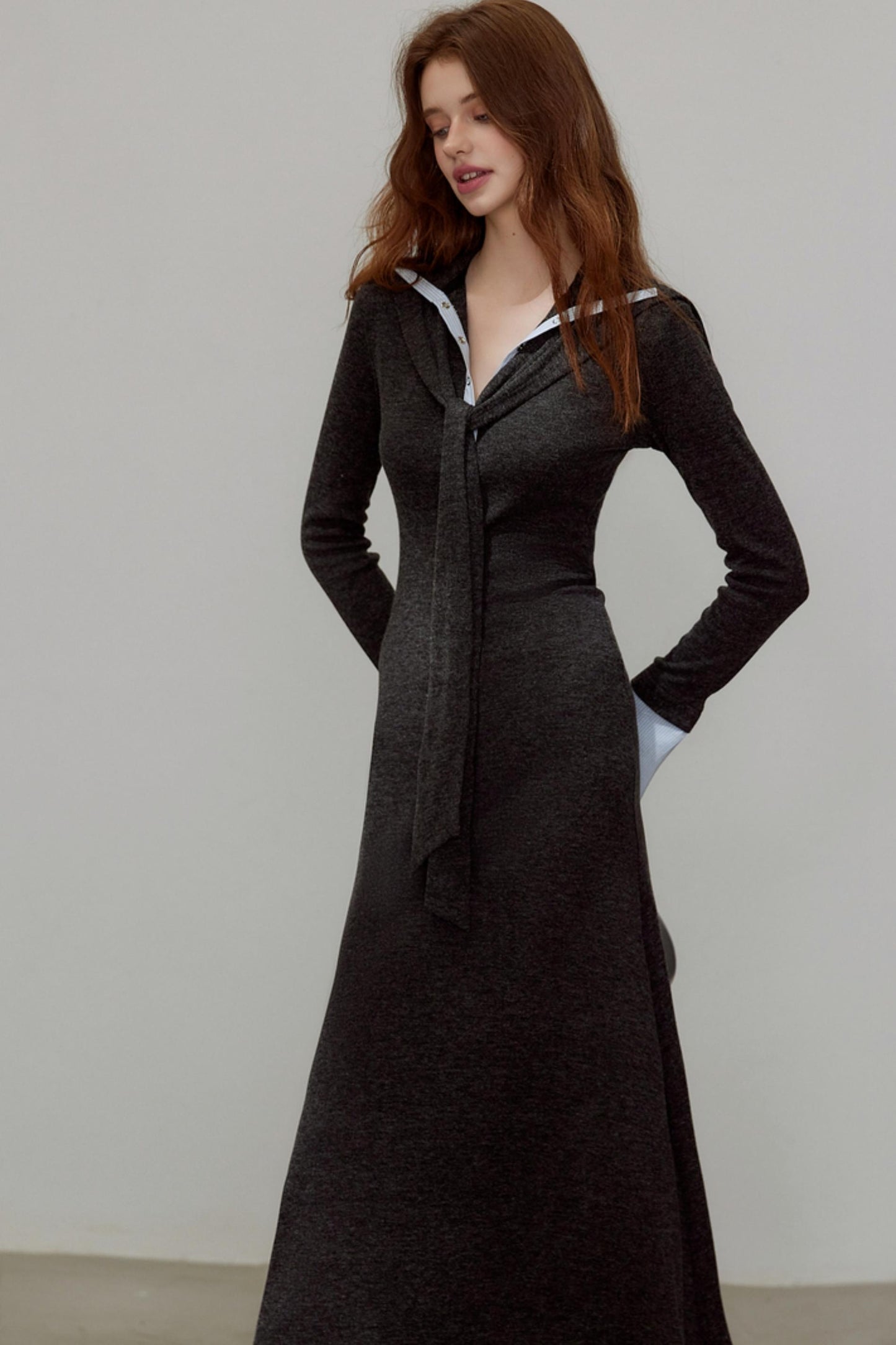 New V-Neck Knitted Dress