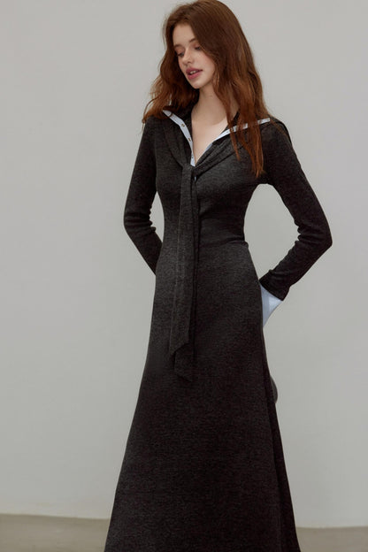 New V-Neck Knitted Dress