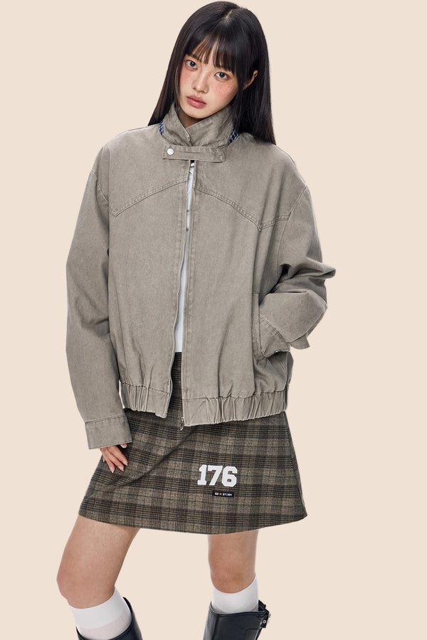 Vintage Zippered Basic Fall Jacket