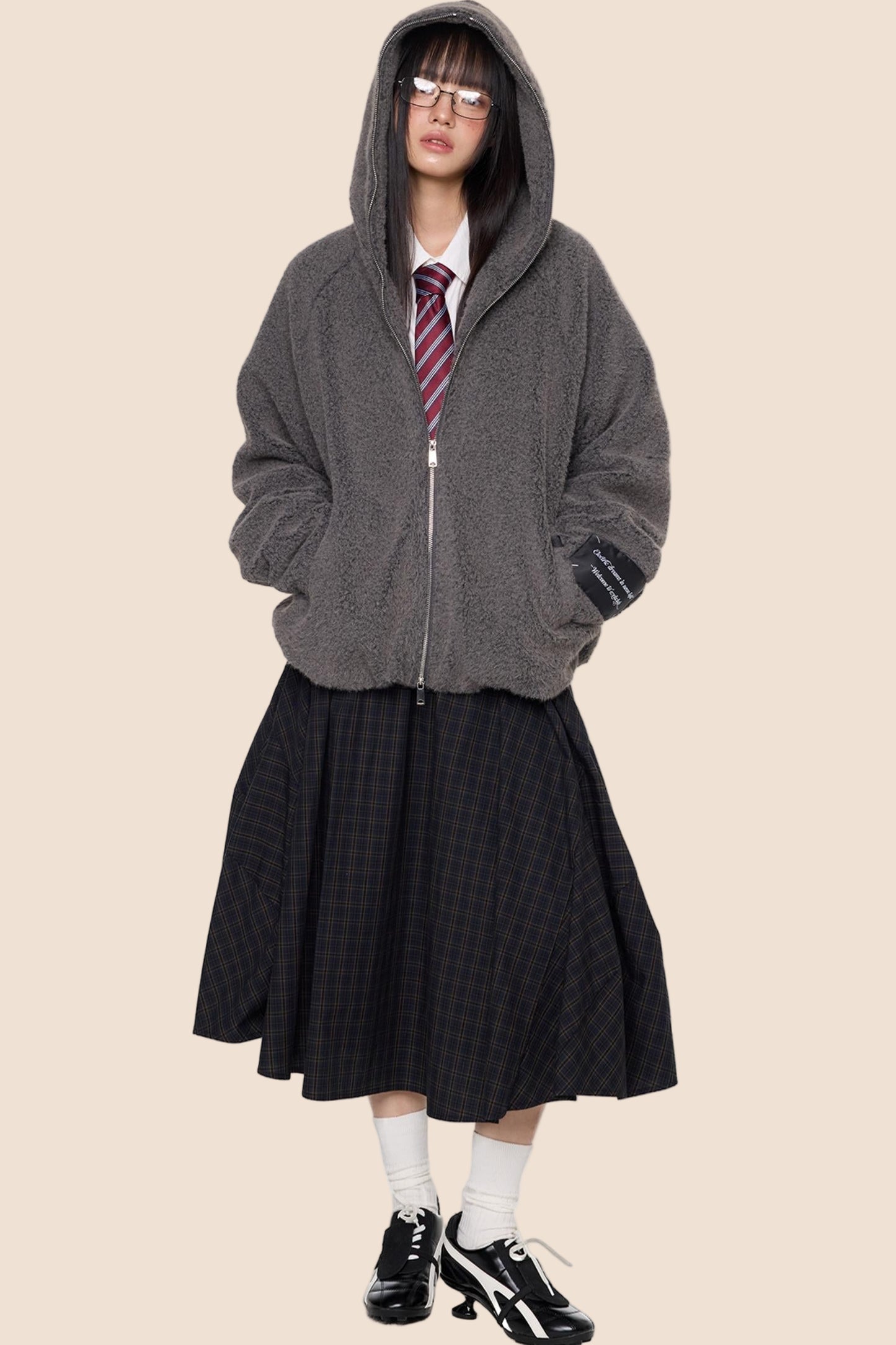 Lazy Retro Hooded Cardigan Jacket